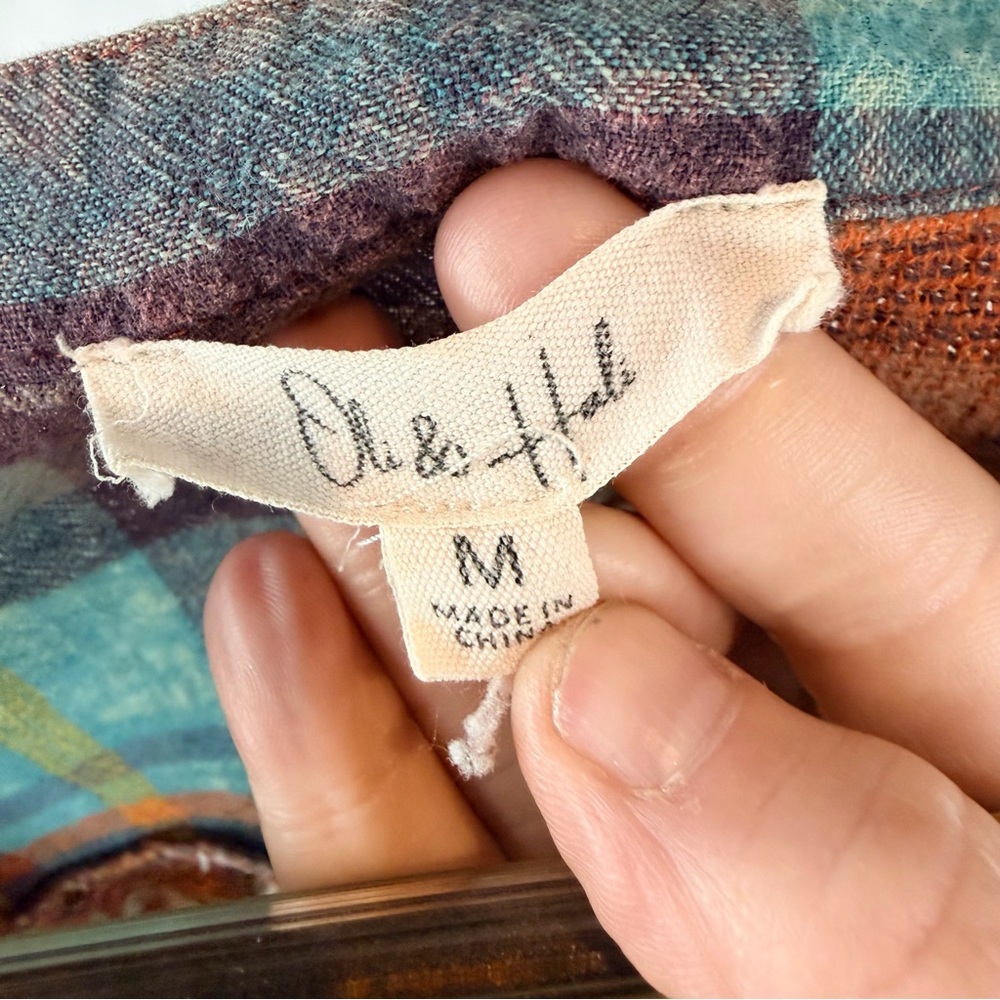 OLI & HALI Women’s Size M Dress Mini Oversized Boho Plaid Floral V Neckline - Picture 10 of 15